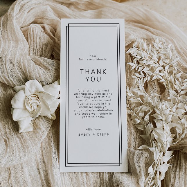 JEDEN MODERNEN Minimalen Hochzeitstisch Danke Kart Menükarte (AVERY Modern Minimal Wedding Table Thank You Cards)