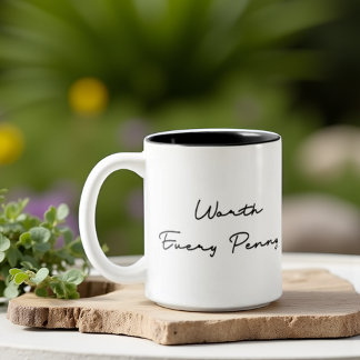 Jeden Penny-Zitat Zweifarbige Tasse