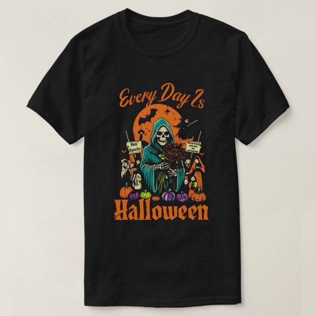 Jeden Tag ist Halloween T-Shirt (Design vorne)