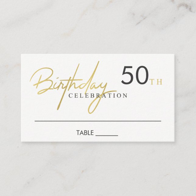 JEDER ALTER EINFACHER ELEGANTER GOLDTYPOGRAFIE BIR PLATZKARTE (Vorderseite)