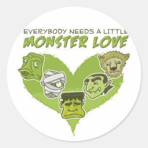 Jeder braucht eine kleine Monster-Liebe Runder Aufkleber