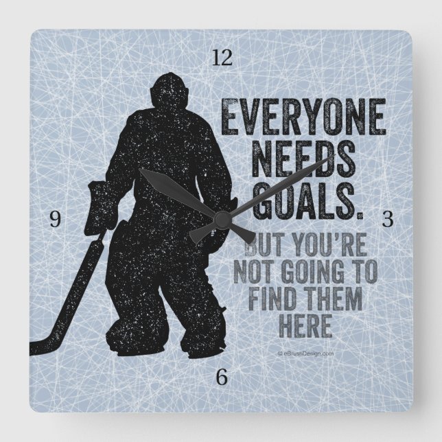Jeder braucht Ziele (Hockey Square Wall Clock) Quadratische Wanduhr (Vorderseite)