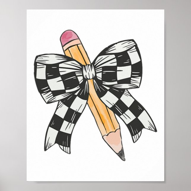 Jeder Coquette-Bogen Bleistift mit rosa Bogen zurü Poster (Vorne)