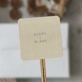 JEDER einfache neutrale Buttergelbe Hochzeitsticke Quadratischer Aufkleber