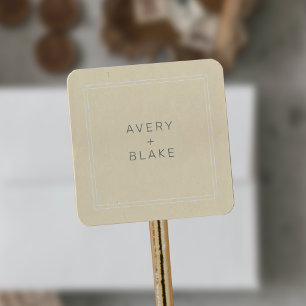 JEDER einfache neutrale Buttergelbe Hochzeitsticke Quadratischer Aufkleber