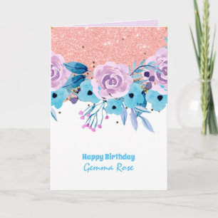 JEDER EINSATZ Girly Rosegold Pink Glitzer Karte