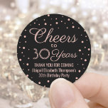 JEDER Geburtstag Cheers Elegant Black & Pink Confe Runder Aufkleber<br><div class="desc">Fügen Sie eine personalisierte Touch zum Geburtstagsparty Dankeschön Noten oder Favoriten mit benutzerdefinierten rosa und schwarz rund Aufkleber / Umschlag Aufkleber. Der gesamte Text ist einfach anzupassen oder zu löschen. Diese Vorlage ist für sie zum 30. Geburtstag Set, kann aber leicht in ein anderes Jahr oder eine andere Veranstaltung, wie...</div>