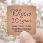JEDER Geburtstag Cheers Navy Blau und Imitate Kupf Quadratischer Aufkleber<br><div class="desc">Fügen Sie eine personalisierte Touch zum Geburtstagsparty Dankeschön Noten oder Favoriten mit diesen marineblau und Imitate Kupfer-Folie quadratische Aufkleber / Umschlag Aufkleber. Der gesamte Text ist einfach anzupassen oder zu löschen. Diese Vorlage ist für einen 30. Geburtstag Set, kann aber leicht in ein anderes Jahr oder eine andere Veranstaltung, wie...</div>