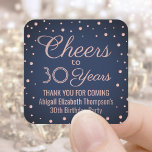 JEDER Geburtstag Cheers Navy Blue und Pink Confett Quadratischer Aufkleber<br><div class="desc">Fügen Sie eine personalisierte Touch zum Geburtstagsparty Dankeschön Noten oder Favoriten mit benutzerdefinierten marineblau und rosa Quadrat Aufkleber / Umschlag Aufkleber. Der gesamte Text ist einfach anzupassen oder zu löschen. Diese Vorlage ist für sie zum 30. Geburtstag Set, kann aber leicht in ein anderes Jahr oder eine andere Veranstaltung, wie...</div>