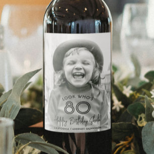 Jeder Geburtstag Chic Schwarze Typografie Foto-Par Weinetikett