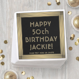 JEDER Geburtstag Elegant Klassisch Schwarz und Gol Serviette