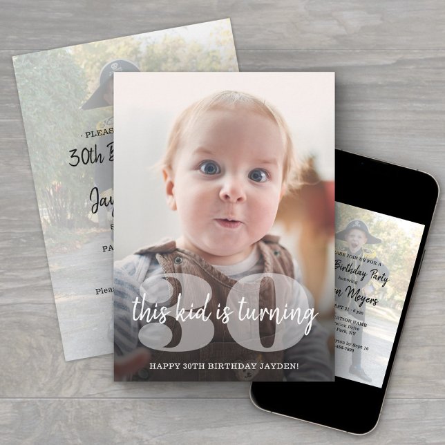 JEDER Geburtstag "This Kid" Einfache Moderne 2 Fot Einladung (Von Creator hochgeladen)