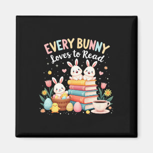 Jeder Hase liebt es, Buchliebhaber-Oster-Tag-Ap zu Magnet