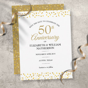 Jeder Hochzeitstag Goldene Herzen Save-the-Date-Ka Ankündigungspostkarte