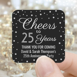 JEDER Hochzeitstost Elegant Schwarz und Weiß Quadratischer Aufkleber