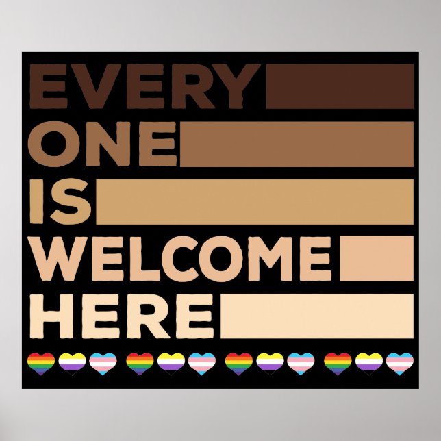 Jeder ist hier willkommen Color Skin Gay Pride Poster (Vorne)