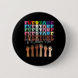 Jeder ist hier willkommen Retro Groovy Diversity T Button