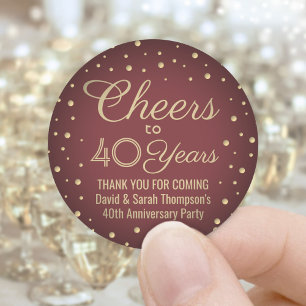 JEDER Jahrestag Cheers Elegant Burgundy und Gold Runder Aufkleber