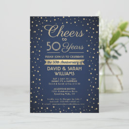 JEDER Jahrestag Cheers Navy Blue und Gold Confetti Einladung