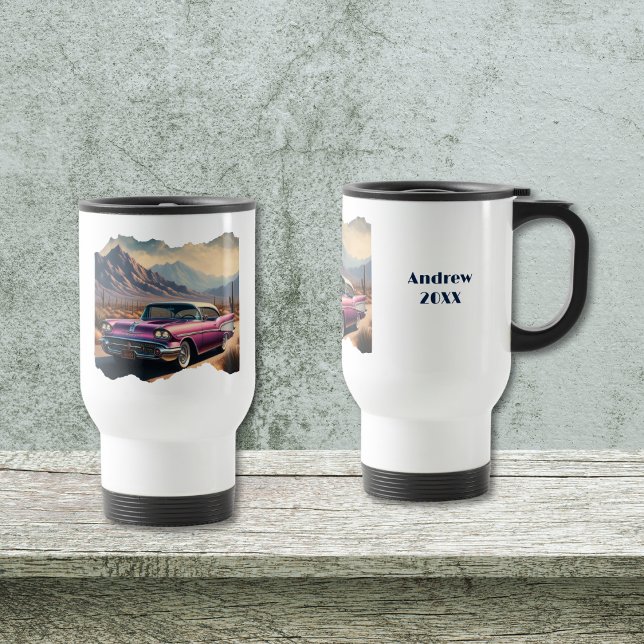 Jeder Klassiker erzählt eine Story Travel Mug Reisebecher (Customizable; with/without personalization.  
Personalize, Edit Using Design Tool.
)