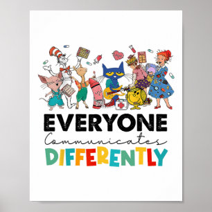 Jeder kommuniziert anders lustiges Buchkid T Poster