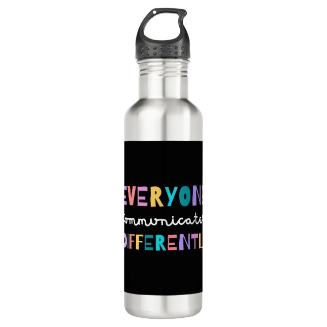 Jeder kommuniziert anders über Autismus-Bewusstsei Edelstahlflasche (Vorderseite)
