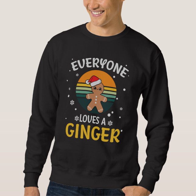 Jeder Liebe ein Ginger Weihnachts Retro Vintag Sweatshirt (Vorderseite)