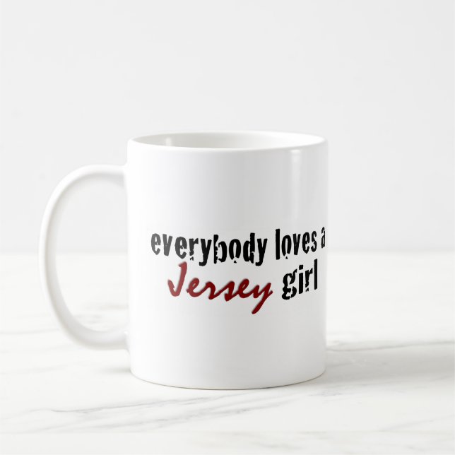 Jeder Liebe-Jersey-Mädchen Kaffeetasse (Links)
