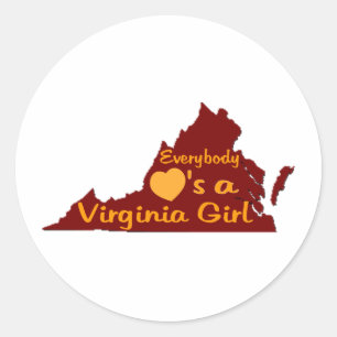 Jeder Lieben ein Virginia-Mädchen-Kastanienbraun Runder Aufkleber