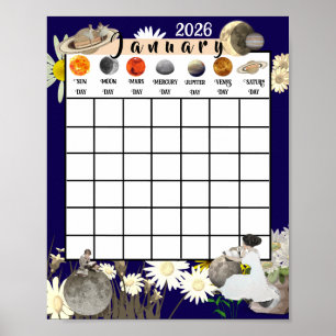 Jeder Monat Jahr Kalender Astrologisch Poster