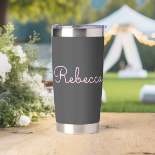Jeder Name   Cool bearbeitbares hellrosa Script sc Thermobecher