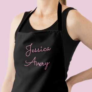 Jeder Name   Cool Editable Pink Script in Black Schürze