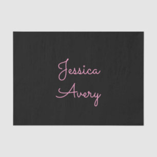 Jeder Name   Cool Editable Pink Script in Black Seidenpapier