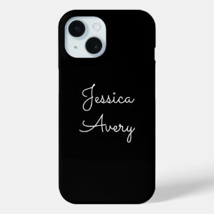 Jeder Name Cool Editable White Script on Black Case-Mate iPhone Hülle
