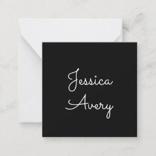 Jeder Name Cool Editable White Script on Black Mitteilungskarte
