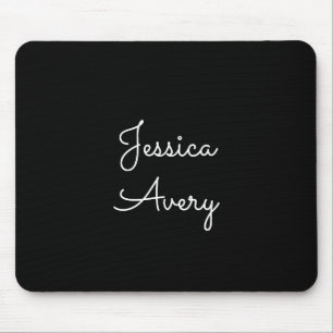 Jeder Name Cool Editable White Script on Black Mousepad