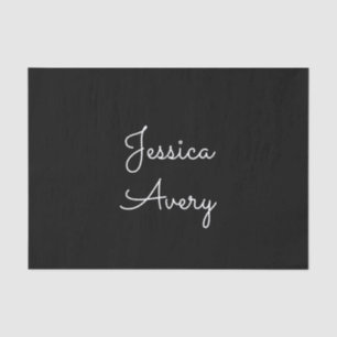 Jeder Name Cool Editable White Script on Black Seidenpapier