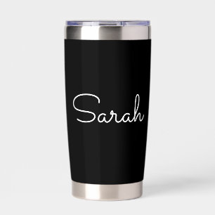 Jeder Name Cool Editable White Script on Black Thermobecher