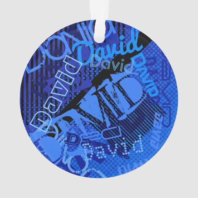 Jeder Name, der für kreatives Blau angepasst ist Ornament (Rückseite)