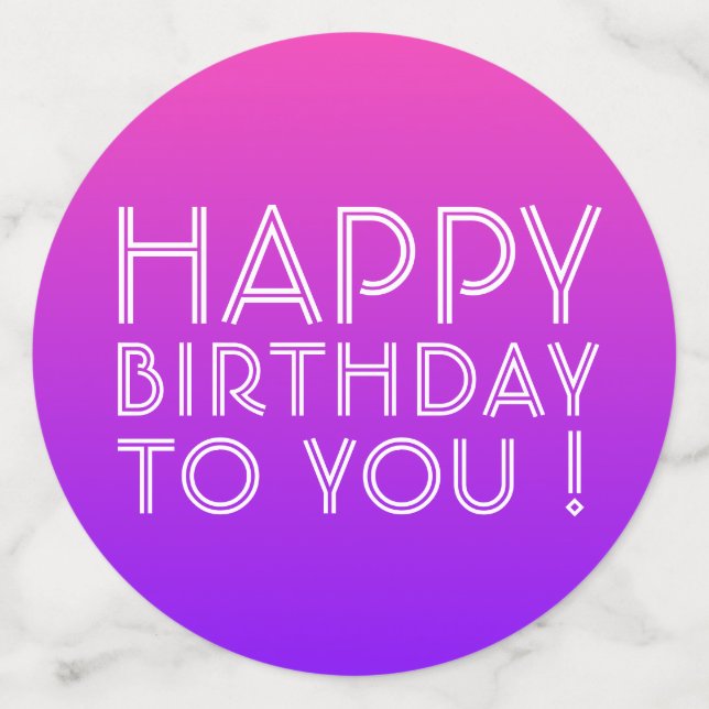 Jeder Name Editable Happy Birthday Pink Lila Ombre Konfetti (Groß Rückseite)