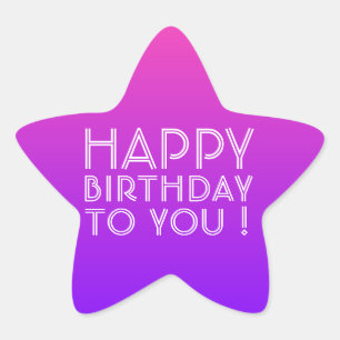 Jeder Name Editable Happy Birthday Pink Lila Ombre Stern-Aufkleber
