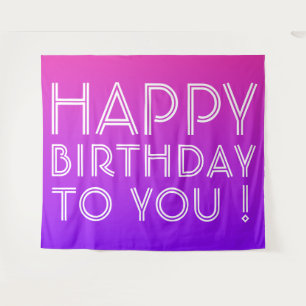 Jeder Name Editable Happy Birthday Pink Lila Ombre Wandteppich