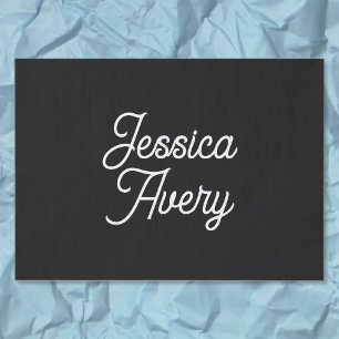 Jeder Name   Editable Vintag Styling Script on Bla Seidenpapier