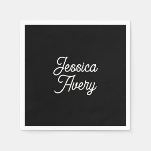 Jeder Name Editable Vintag Styling Script on Bla Serviette
