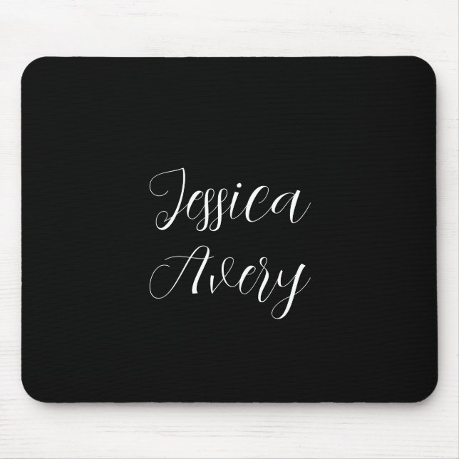 Jeder Name | Elegant Editable White Script auf Sch Mousepad (Vorne)