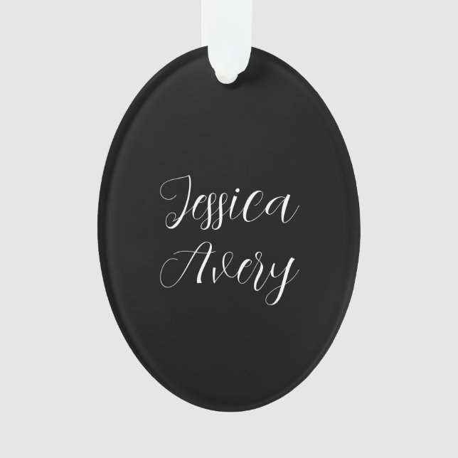 Jeder Name | Elegant Editable White Script auf Sch Ornament (Vorderseite)