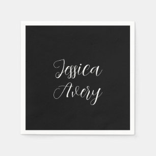 Jeder Name   Elegant Editable White Script auf Sch Serviette