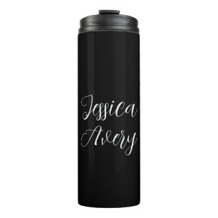 Jeder Name Elegant Editable White Script auf Sch Thermosbecher