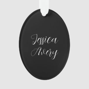 Jeder Name Elegante editierbare weiße Schrift au Ornament