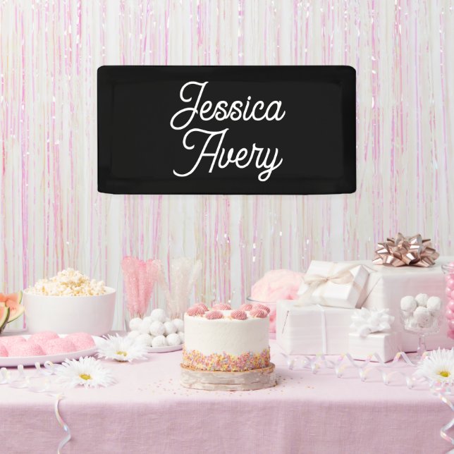 Jeder Name | Elegantes Vintages, weißes Script auf Banner (Party)